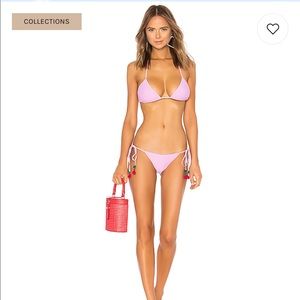 LPA x ATL purple bikini with cherry Pom Pom ties